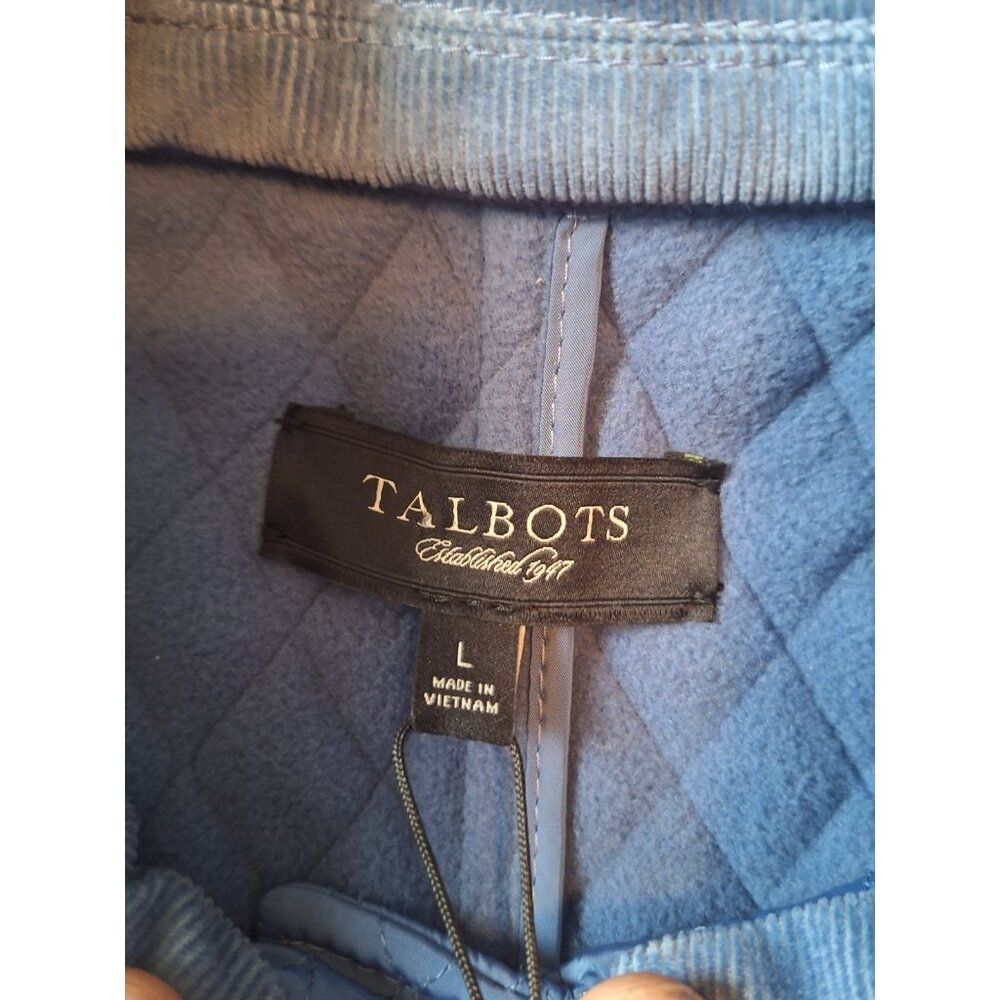 New TALBOTS Sleeveless Quilted Vest Sz L Blue Button Front NWT $89 - Picture 5 of 10